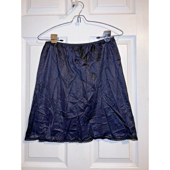 Vintage VANITY FAIR Lingerie Half Slip Black Nylon 18”  Style 11-760 Sz M - Picture 2 of 7